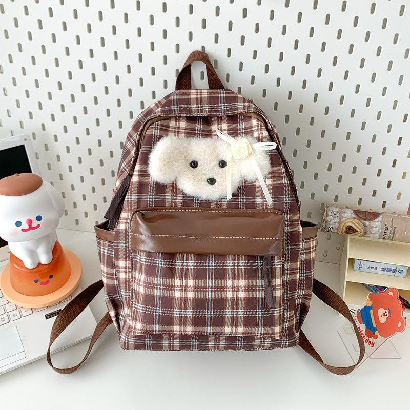 

Новый милый щенок клетчатый пэчворк школьный рюкзак модный большой вместимости для поездок на работу универсальный рюкзак