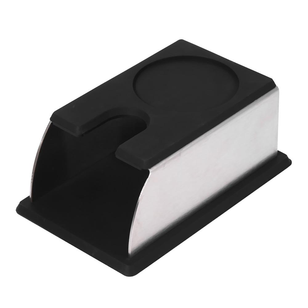 Stainless Steel Coffee Tamper Holder Silicone Rustproof Tamping Holder Durable Black Coffee Powder Maker Stand Coffee Making