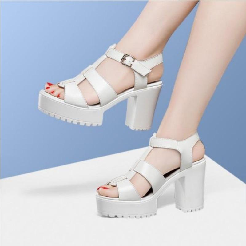 Sandales à plateforme et semelle épaisse pour femme, chaussures d'été à talons hauts, style gladiateur, petite taille 32-43, modèle de bureau