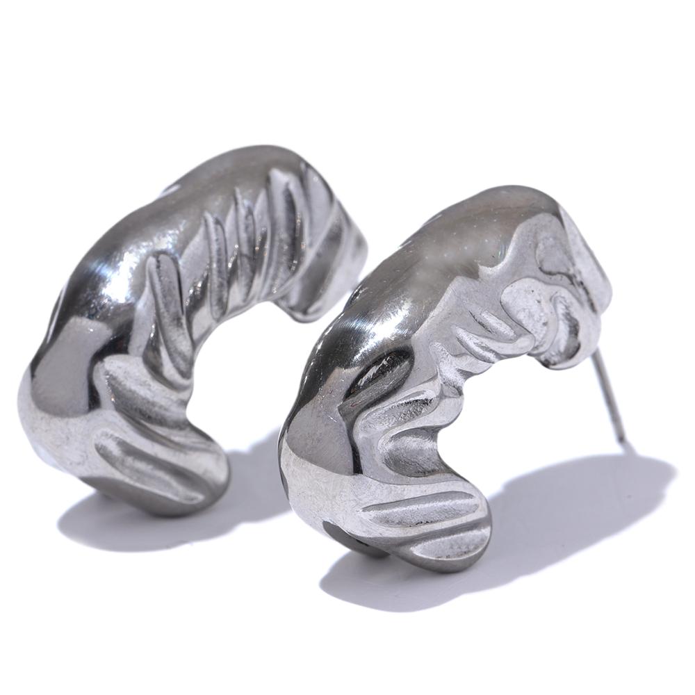 Yhpup Big Promotion Stainless Steel C Shape Geometric Hollow Unusual Earrings Waterproof Metal Daily Jewelry Wholesale