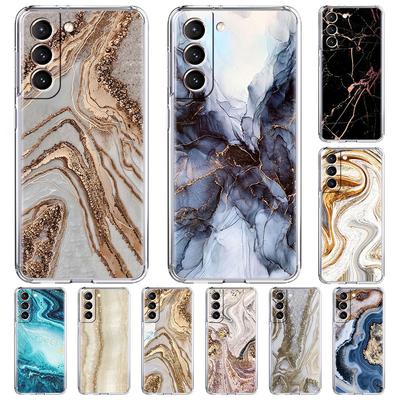 Transparent Phone Case For Samsung Galaxy S21 Ultra S20 FE S10 Plus S9 S8 Note 20 10 Soft Silicone Cover Luxury Marble Pattern