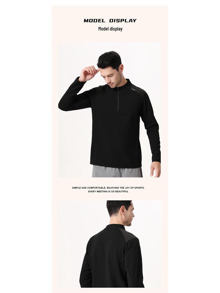 Lulu Style Men's Half-Zip Long Sleeve Quick-Dry Shirt: Breathable, Sweat-Wicking for Autumn & Winter Fitness, Cycling, Fishing, and Running.