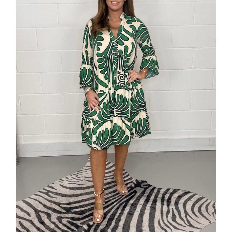 

Women s Printed Loose Casual Dress XL зелёный