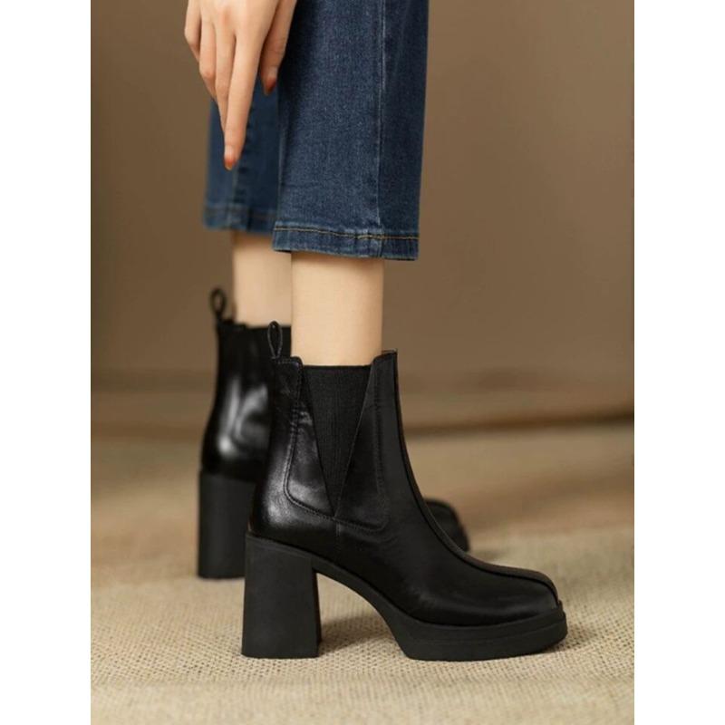 New Style High-heeled Shoes, Thick-soled Boots, Women's Shoes, Short Boots, Autumn-winter Shoes