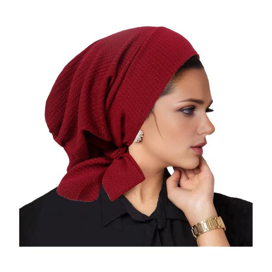 

Женская шапка-тюрбан Легкая Свободный крой Полностью закрывающая Головной платок из эластичного трикотажа Однотонная Волнистая текстура Шляпа для защиты от солнца