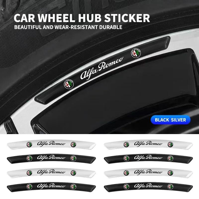 4Pcs Car Styling Aluminum Wheel Rims Racing Stickers Auto Accessories For Alfa Romeo 4C 159 Spider Giulia Giulietta 156 147fgh2