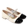 Shallow Mary Jane single shoes women's low-heeled chain casual maternity shoes splicing small fragrant shoes