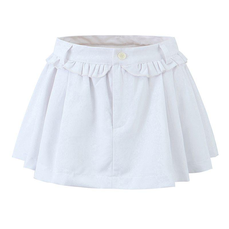 

Miu French Style University Style Girlish Style A- line Bubble Skirt with Wooden Ear High Waist Pleated Short Umbrella Skirt White (with Fashion Tape) L