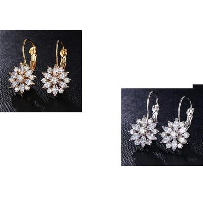 2 modische modische Ohrringe mit 18 Karat vergoldeten AAA-Kristalldiamanten für Frauen und Mädchen
