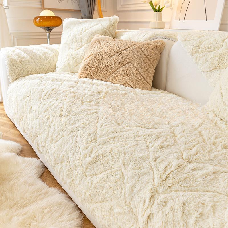 Sofa Cushion Winter Thickened Warm Winter Plush Sofa Cover Simple Modern Non-Slip Cloth Cushion