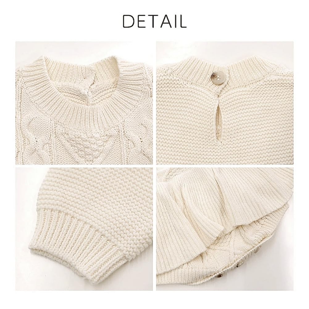 VNGOLERRY Baby Knitted Romper with Sweater and Perfect for and Cotton Coveralls for Sizes and 90cm Girls' Skirt, Spring, Autumn, Winter, Toddlers, 70,