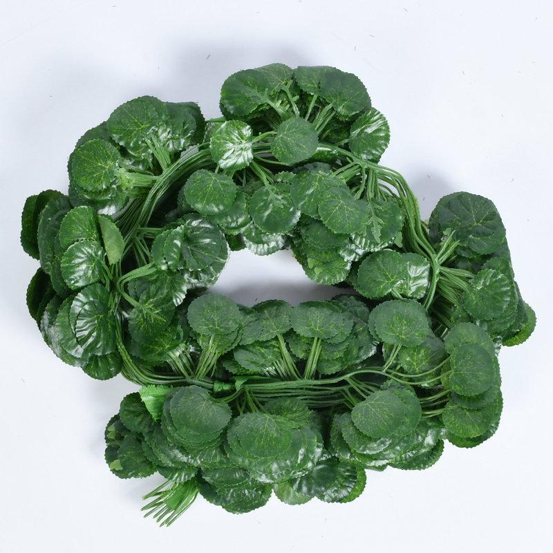 Artificial Rattan Vine Ceiling Decor with Green Radish and Begonia Leaves
