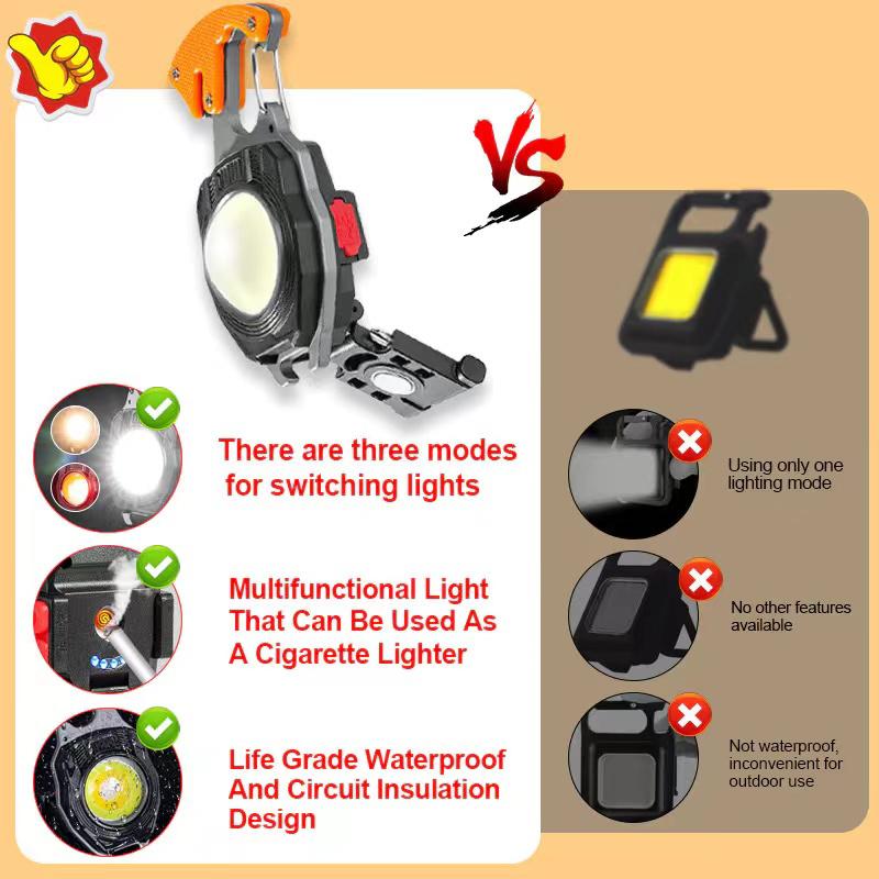 Multifunctional Portable Light Strong Flashlight Keychain Lights Mini Work Lamp