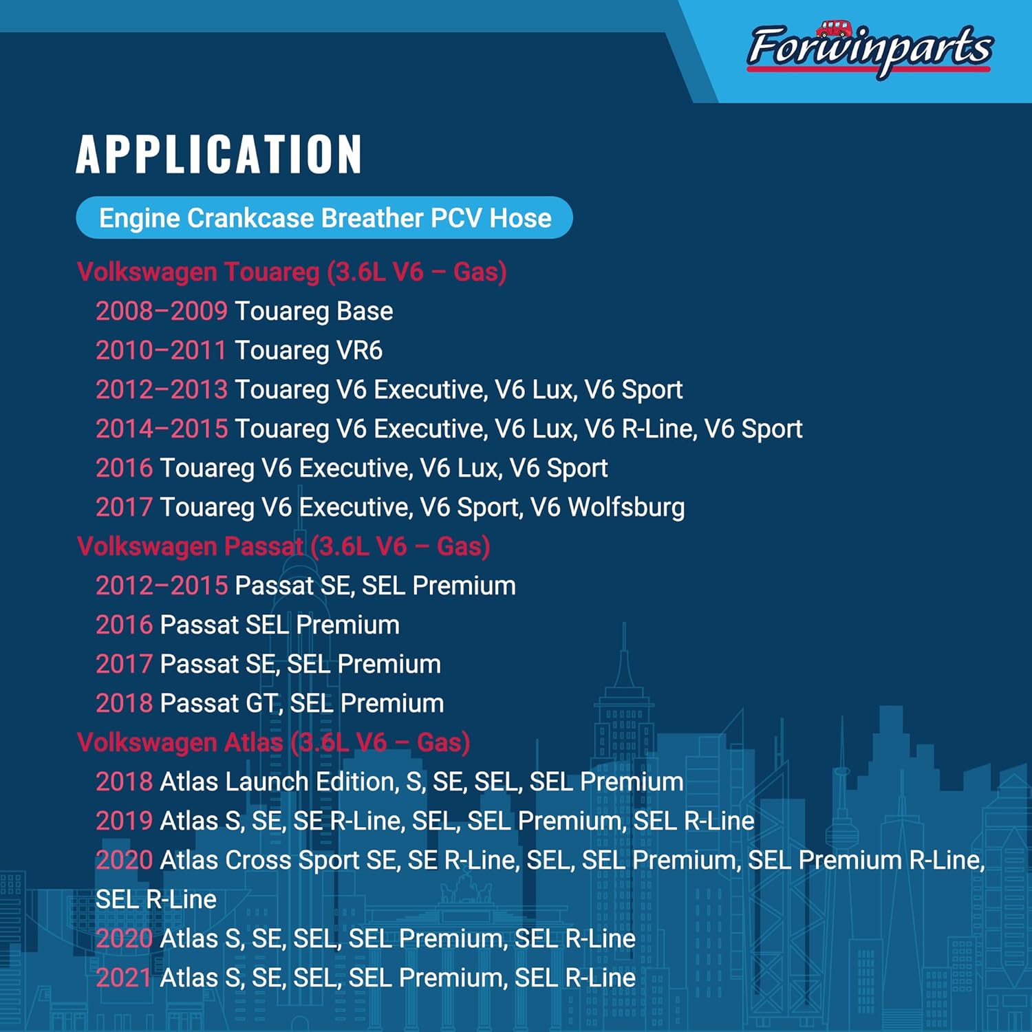 

03H103202D Engine Crankcase Breather PCV Valve Hose for VW 2012-2018 Passat 2008-2017 Touareg 2018-2021 Atlas 3.6L V6 03H-103-202-D