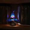 Witch Hat Table Lamp, USB Powered LED Bedside Light, Resin Gothic Night Light for Bedroom, Living Room, Shelf Halloween Decor