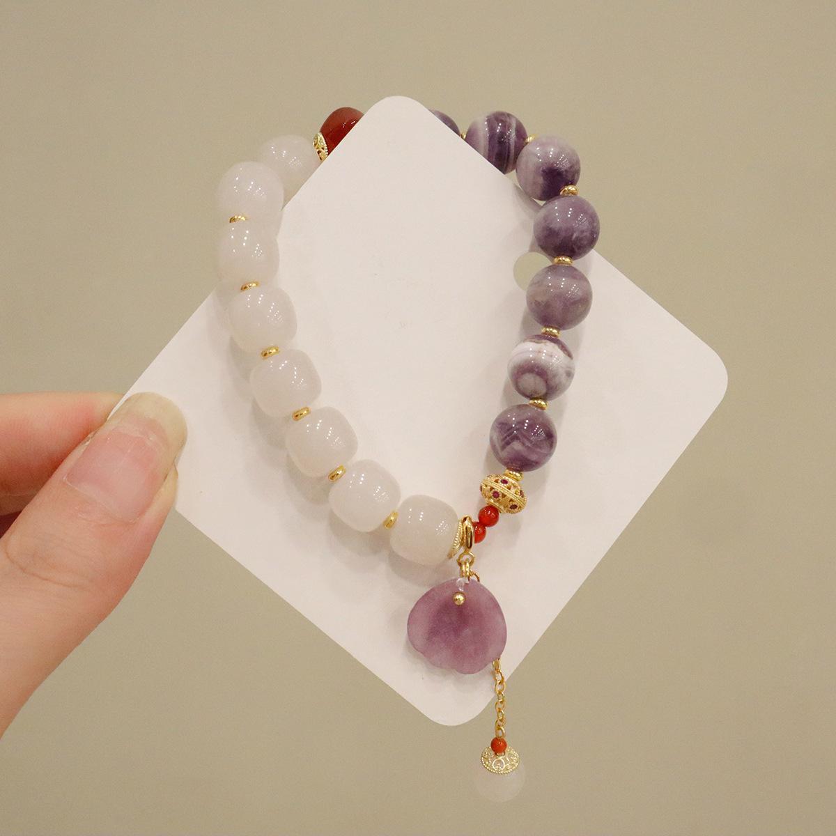 Natural Purple Milkshake Amethyst Bracelet  Bangles Women Fashion Jewelry accessories Gift