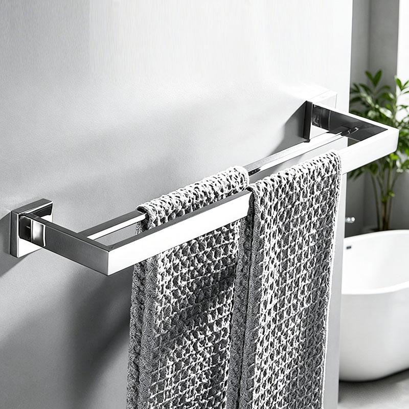 Stainless Steel Double Towel Bar - Chrome Finish Bathroom Hardware & Accessories, Wall Mounted Towel Holder