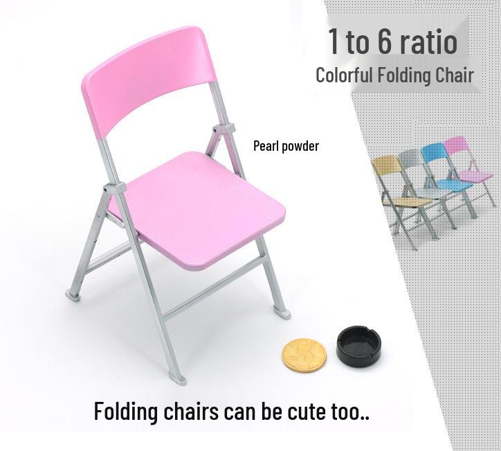 1/6 Scale Colorful Folding Plastic Chair for Doll or Soldier Models