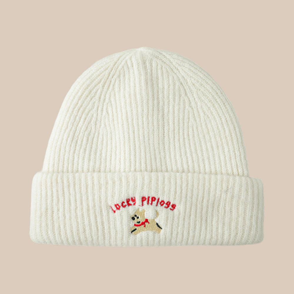 

Korean Cute Puppy Embroidered Hat Autumn and Winter Warm Ear Protection Wool Hat Versatile Cold Hat New Hat