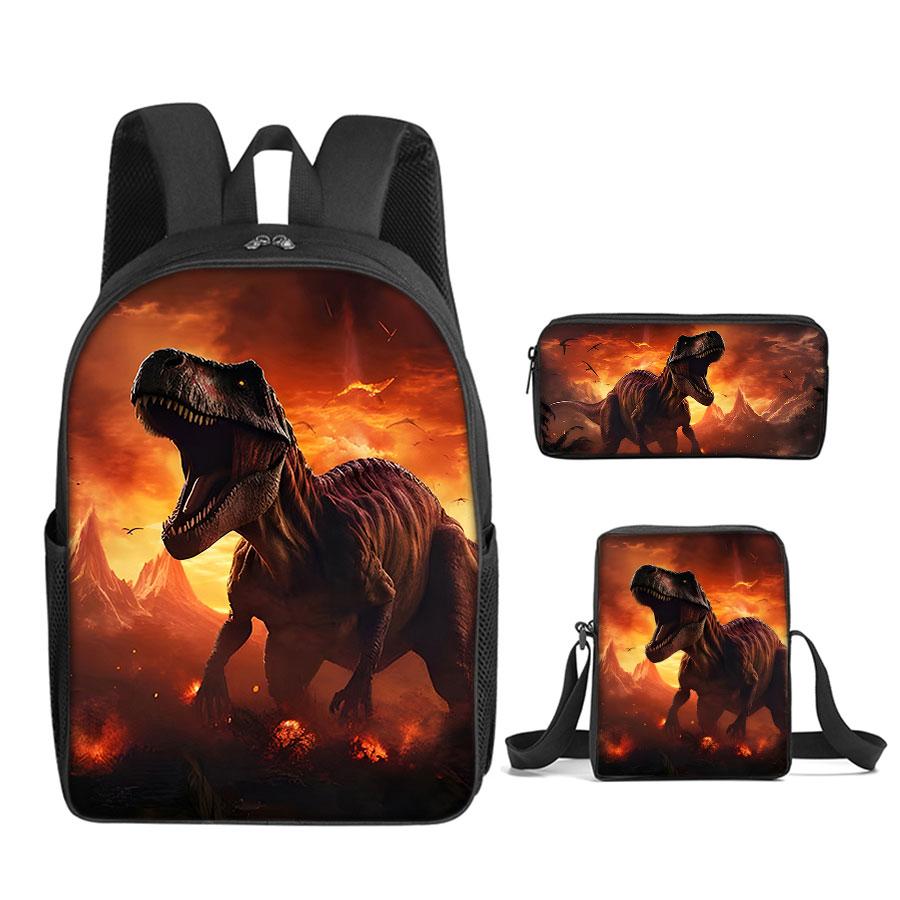 3-delige set dinosaurus schoudertas, etui, schooltassen voor jongens/meisjes Kinderen Beste Cadeaus Cartoon Schoolrugzak