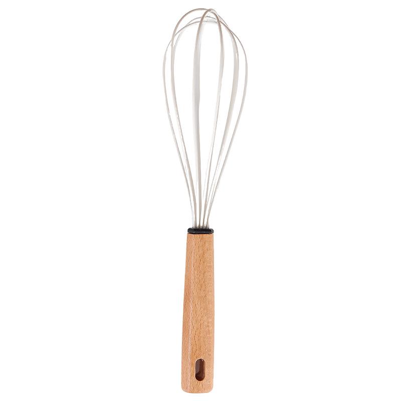 Wooden Handle Silicone Kitchenware Set: Non-stick Spatula & Ladle, High-Temp Resistant Cooking Tools.