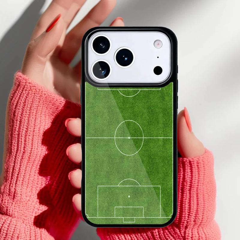 Football Field Green Phone Case for iPhone 17 16 15 14 13 Pro Max Back Cover for 12 11 Pro Coque