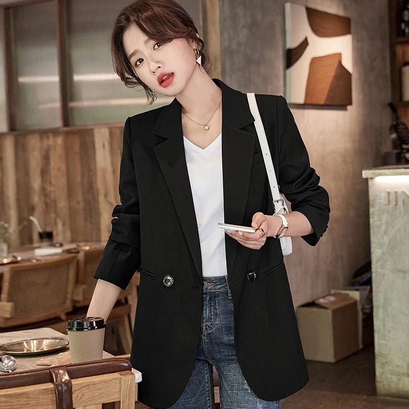 Autumn Winter Elegant Blazers Women Long Sleeve Loose Casual Suit Female Solid Color All-match Coat Jacket Top