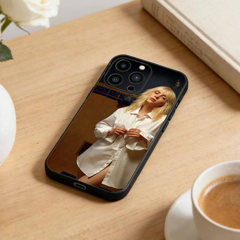 C-Singer Billie Eilish  Phone Case For iPhone 17 16 15 14 13 12 Max Plus Silicone Black Cover