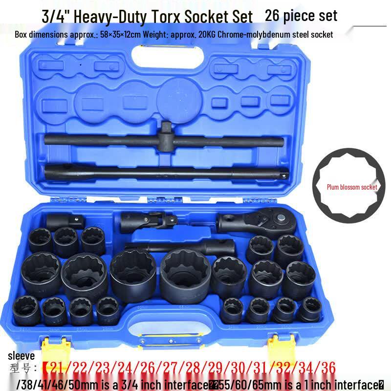

Rongyu 3/4 Heavy-Duty Chrome Moly Air Impact Socket Set