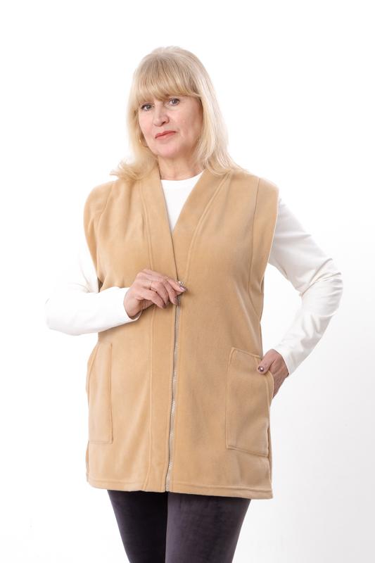 

Women s plus size fleece vest – Warm style with patch pockets, Demi-season 8042-027 HC L екрю