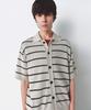 Insilence Striped Boucle Polo Cardigan Light Beige
