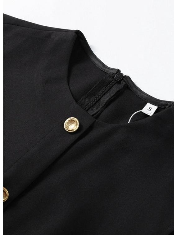 2025 Spring/Summer Women's Sleeveless Fitted Waist Slit Long Dress with Multi-Button Design