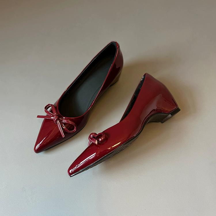 Anti-slip Shoes - New Style Pointed Toe, High Inner Heel, Thick Sole, Women's Shallow-toe Shoes