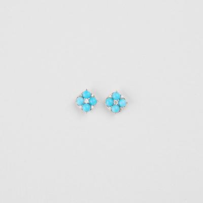 [Judy And Paul] Bonne Square Flower Turquoise Earrings E51586