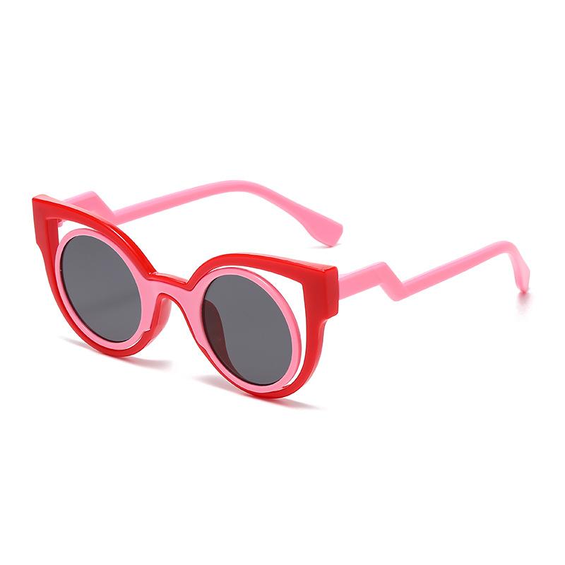 7332 Children'S Hollow Fashion Frame Cat Eye Sunglasses, Cute Boys And Girls Uv Protection Sunglasses