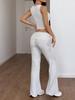 2025 Spring/Autumn Y2K Solid Color Lace-up Two-Piece Set: Micro-flare Casual Pants Suit for a Slim Commuting Style