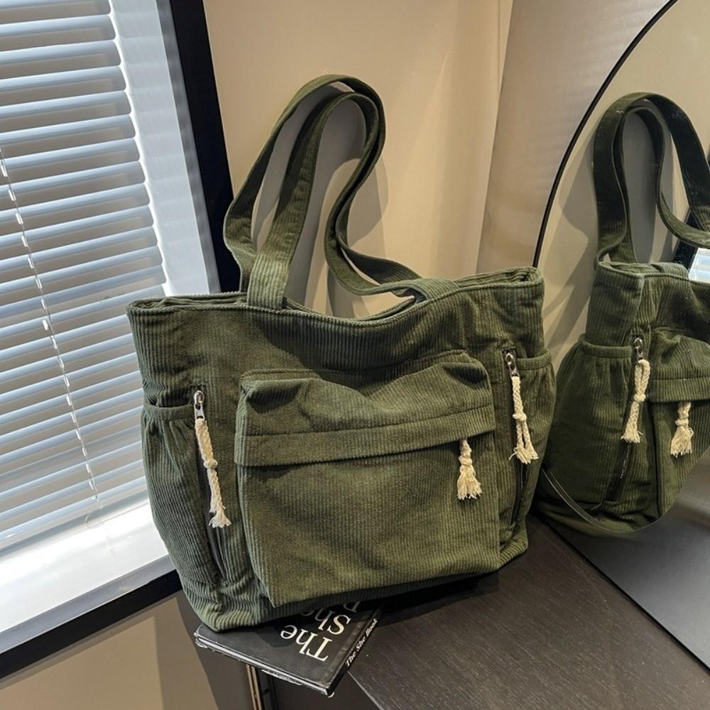 New Corduroy Work Shoulder Bag Large Capacity Solid Color Crossbody Bag Casual Versatile Commuting Bag For Women