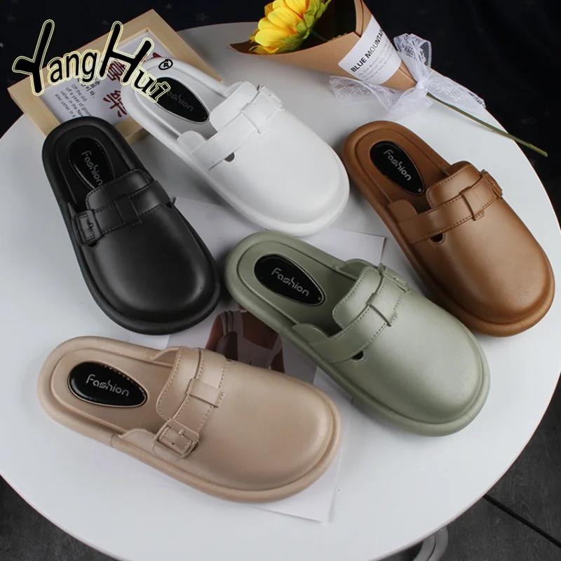 Mules Women's Slippers 2024 New Fashion Daily Casual Comfort Soft Flat Bottom Shoes for Women Waterproof Outdoor Summer Flats