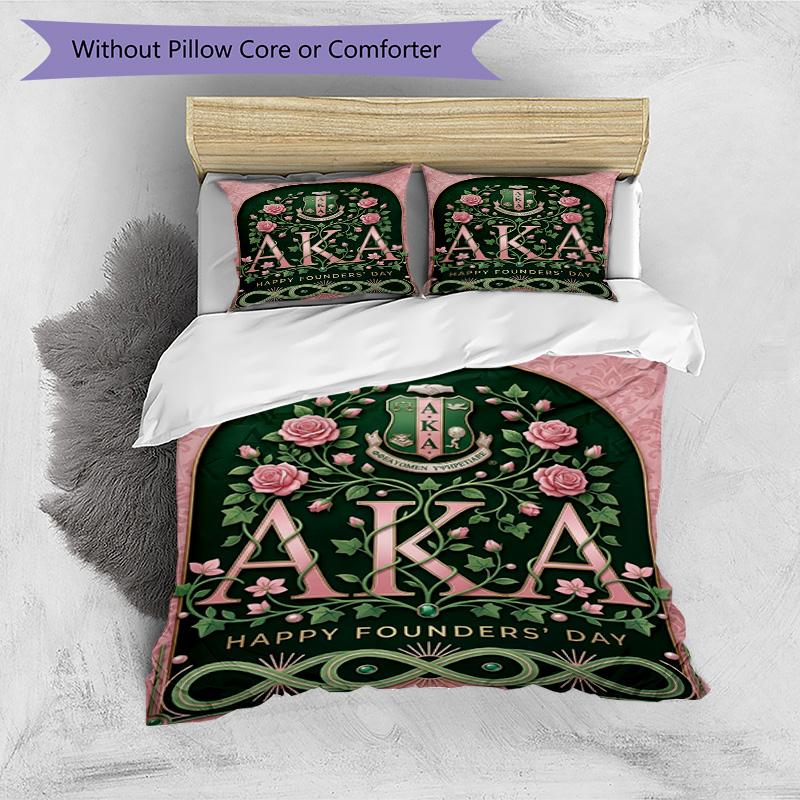 3'lü Nevresim Takımı (1*Nevresim Kılıfı + 2*Yastık Kılıfı, Çekirdeksiz), Alpha Kappa Alpha Baskılı Nevresim Takımı, Yatak Odası Dekorasyonu, Dört Mevsim, Doğum Günü Hediyesi