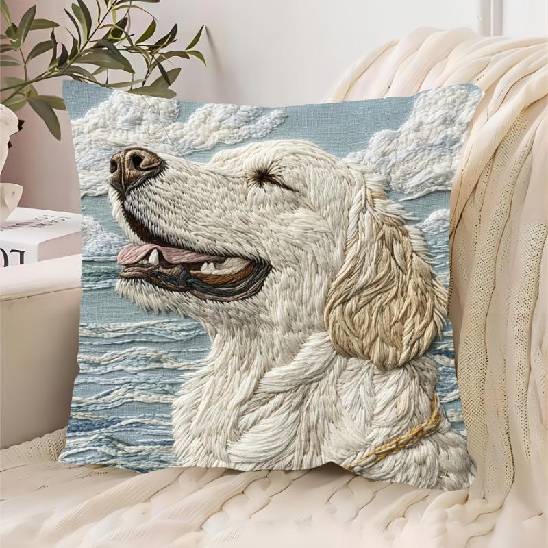 Jessica Chen Unisex Golden Retriever Dog Cushion Covers Chair Living Room Pillowcase Cozy Zipper Sofa Pillow Covers Bedroom Indoor Home Decor