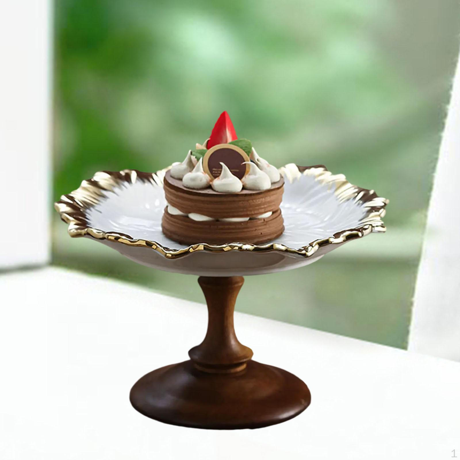 

Cake Stand Cupcake Wooden Bottom Round Snack Candy Platter Dessert Display Holder for 20.5cmx12.5cm