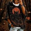 Damen Halloween Print Hoodie Oversized Lässiges Langarm-Oberteil