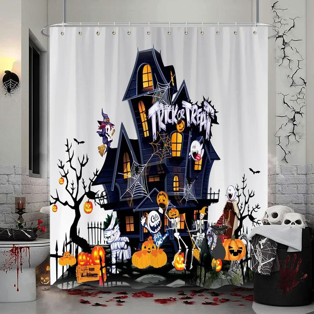 Halloween Skull Flower Shower Curtain Vintage White Daisy Floral Butterfly Gothic Skeleton Day of The Dead Scary Shower Curtains