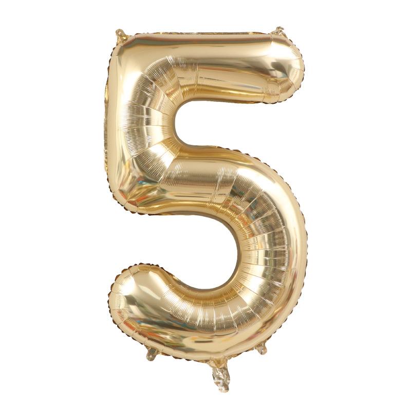 1PCS 40 Inch Large White Gold Light Gold Digital Foil Balloon for Girls' Birthdays Helium Big Number0-9 Balloon Decoration