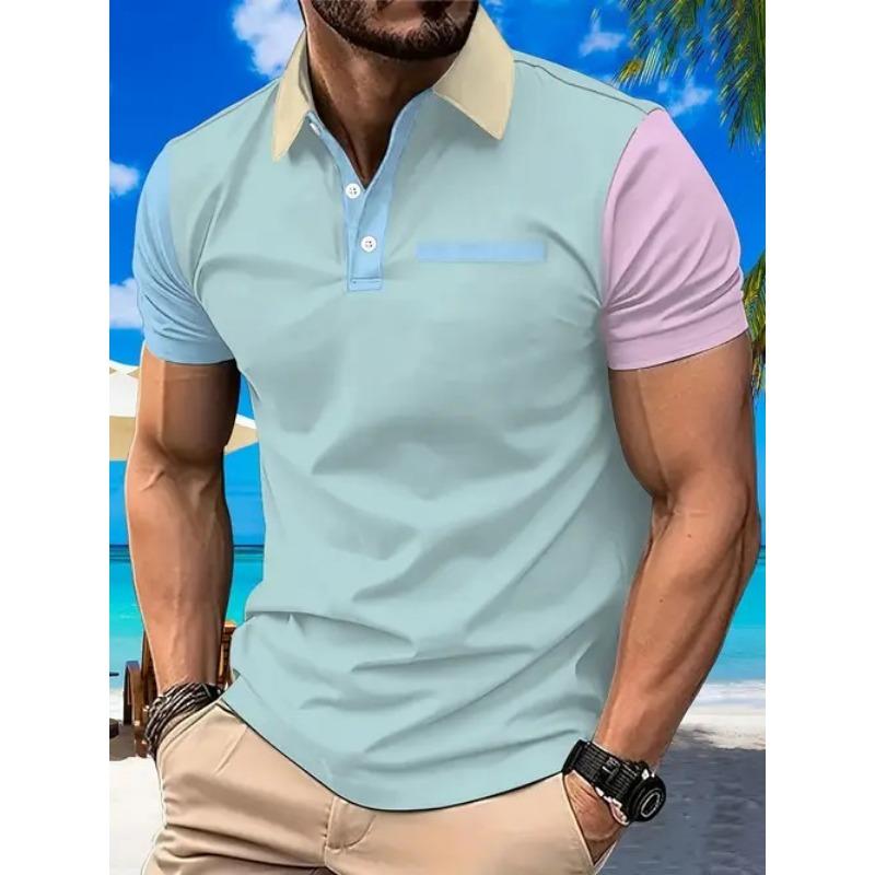 Summer New Casual Men's 3D High-quality Short Sleeved Button Polo Shirt