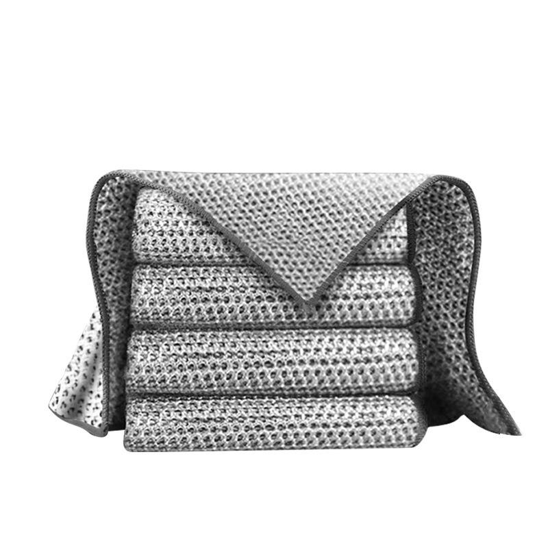 **"Double-Layer Metal Wire Dishcloth: Heavy-Duty Kitchen Scouring Pad for Stove Decontamination, Steel Wool Alternative"**