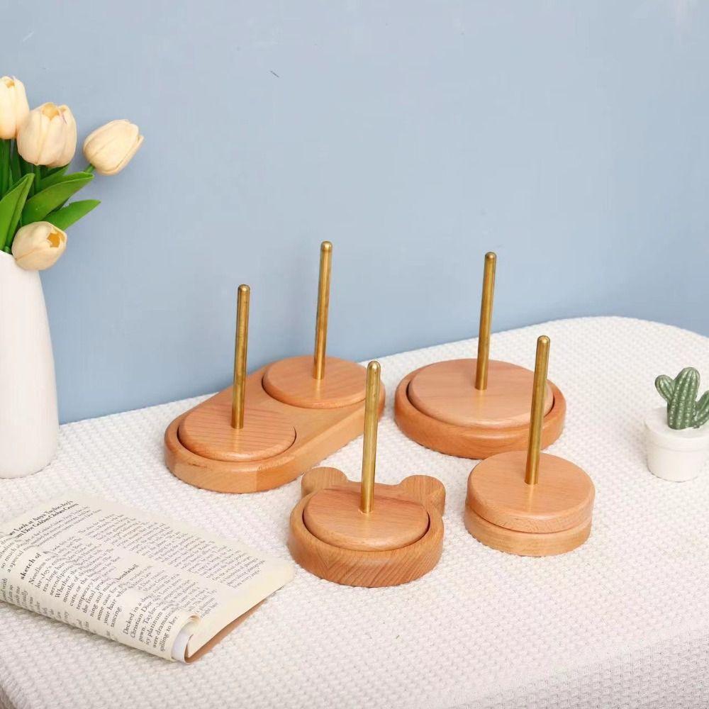 Household Wooden Yarn Holder Wool Ball Removable Winder Stand Tool Rotatable Crochet Accessories Stand Beginner