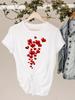 Womens Watercolor Love Heart Print Short Sleeve Tee Basic Clothing Summer Top Graphic Clothes Sweet Fashion Aesthetic Clothes