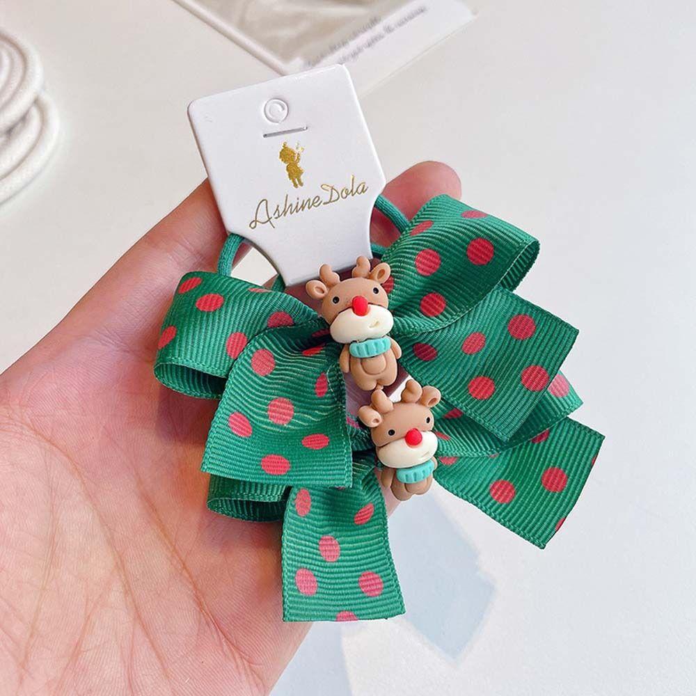 Bells Santa Claus Kids Hair Band Christmas Hair Ring Bow Rubber Band Christmas Hair Rope