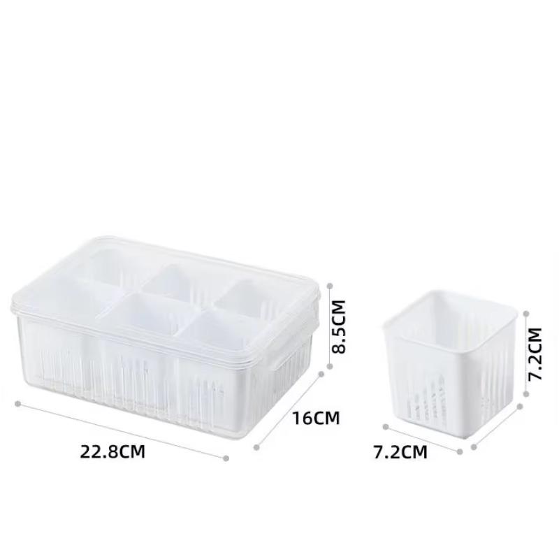 Kitchen Onion Ginger Garlic Storage Preservation Box Multi Grid Food Grade Fruit Vegetable Drain Box Refrigerator Storage Tank
